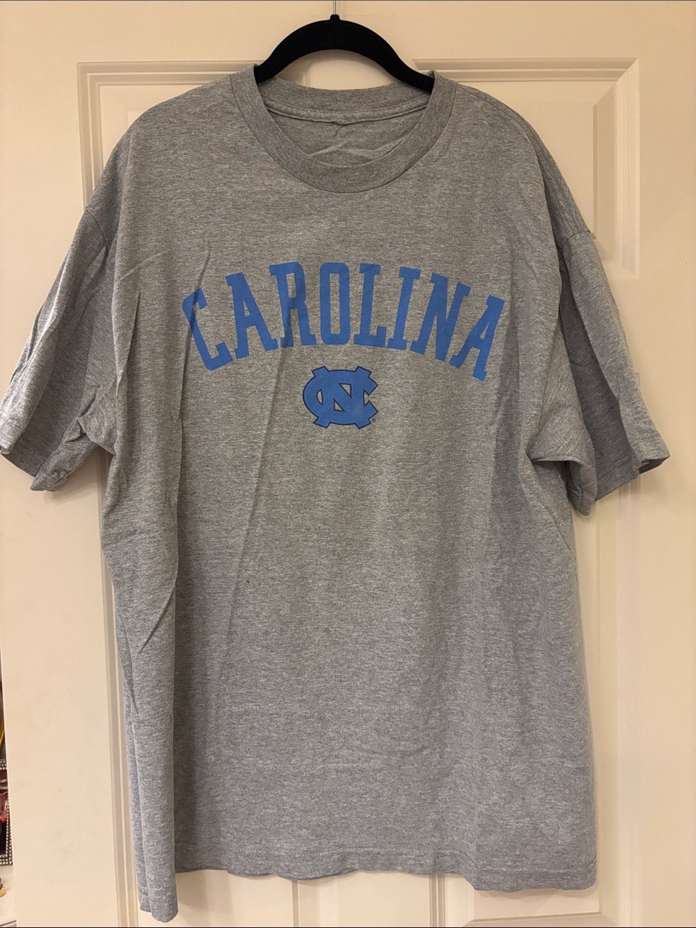 Lina Carolina Arch Logo Short Sleeve Tee - Gray with Light Blue Print